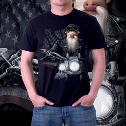 Мужская 3д футболка Свинья на мотоцикле