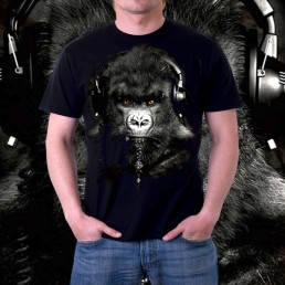Мужская футболка 3д Горилла меломан