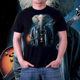 Мужская футболка 3d Слон гитарист