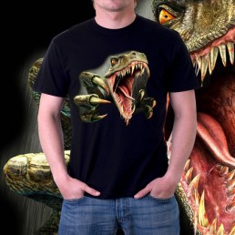 Мужская 3d футболка Злой динозавр