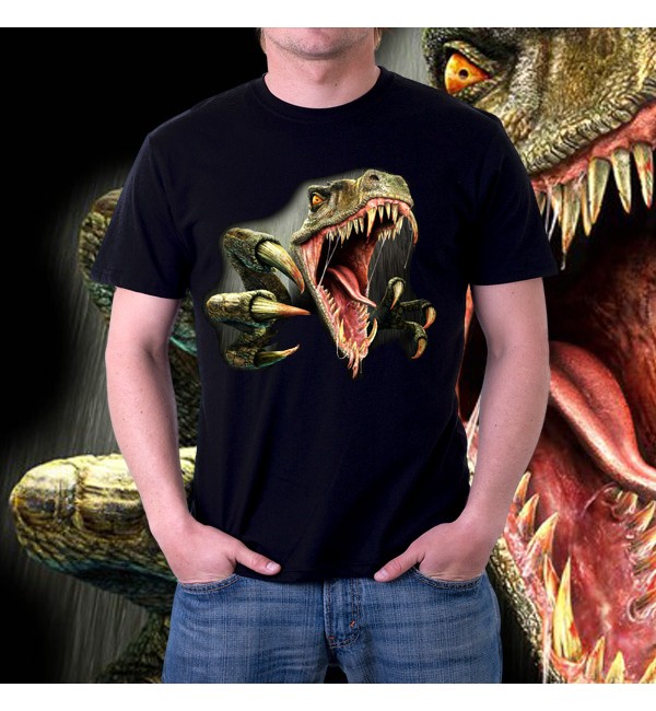 Мужская 3d футболка Злой динозавр