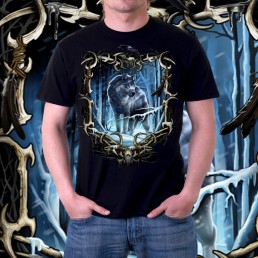 Мужская футболка 3д Волк в лесу