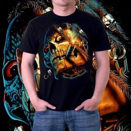 Мужская футболка 3d Скелет с сигаретой