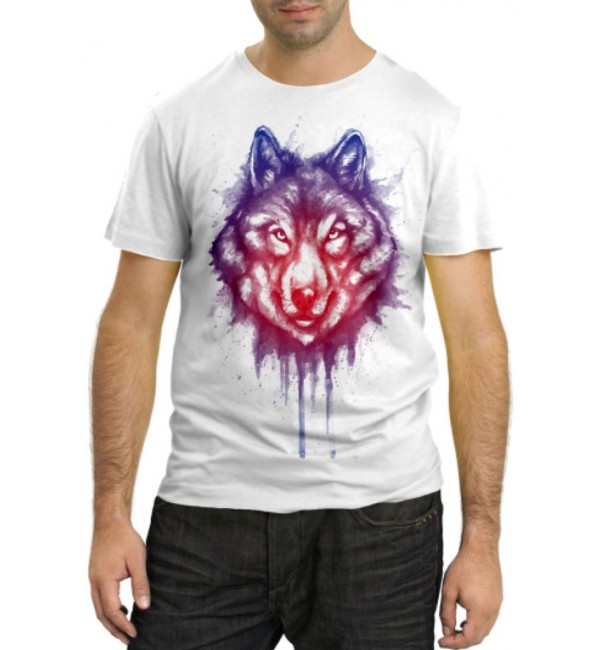 Модная футболка Волк абстракция