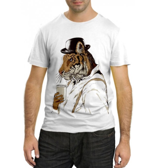 Модная футболка Тигр в котелке