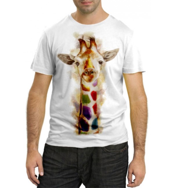 Модная футболка Разноцветный жираф