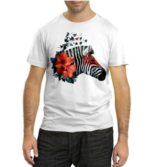 Модная футболка Зебра и цветы
