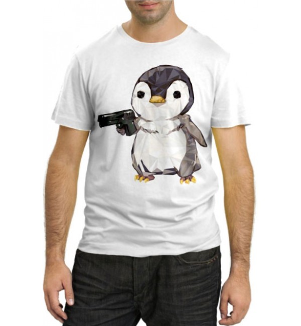 Модная футболка Пингвин с пистолетом