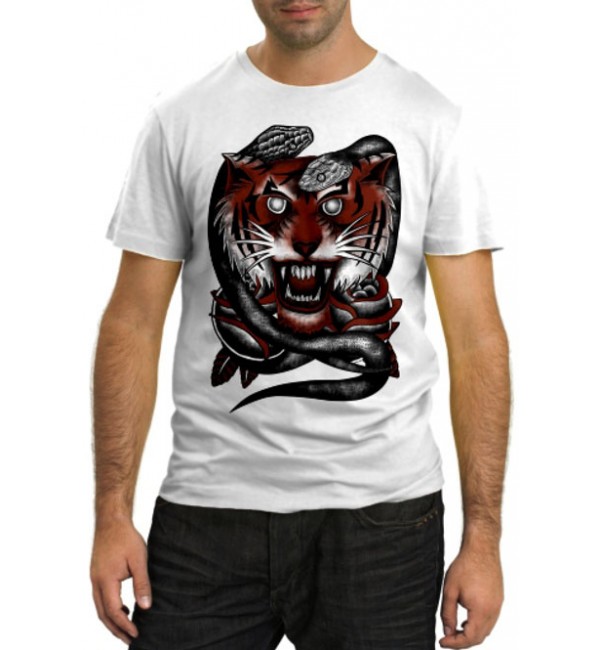 Модная футболка Тигр и змеи