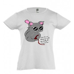 Футболка для девочки  Игривый кот 