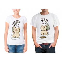 Парные футболки для двоих Киса и Котик Парные футболки для двоих Киса и Котик