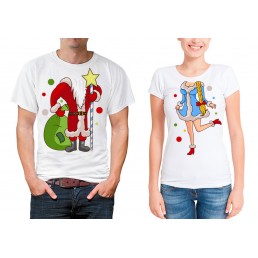 Парные футболки для двоих Дед мороз и снегурочка Парные футболки для двоих Дед мороз и снегурочка