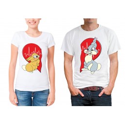 Парные футболки для двоих Зайка и зайчик Парные футболки для двоих Зайка и зайчик