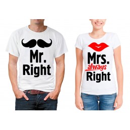 Парные футболки для двоих Mr.Right Mrs.Right