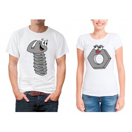 Парные футболки для двоих Винт и гайка Парные футболки для двоих Винт и гайка