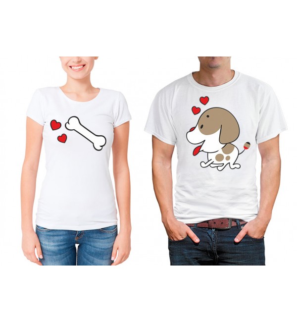 Парные футболки для двоих Собачка и косточка