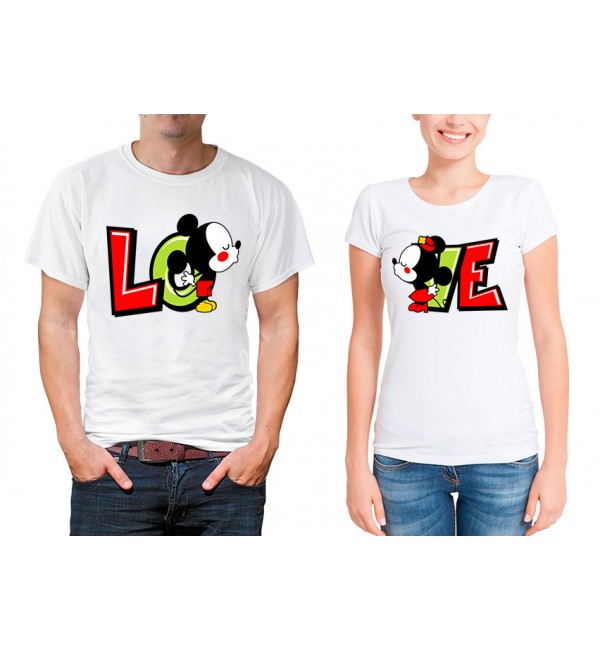Парные футболки для двоих Love мышки