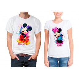 Парные футболки Микки и мини акварель