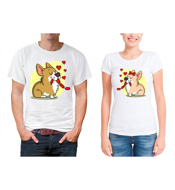 Парные футболки Влюбленные собачки