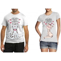 Парные футболки Обожаю свою кошечку, котика