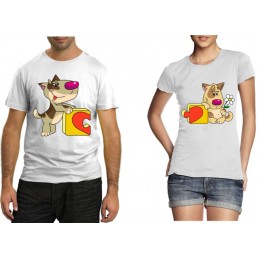 Парные футболки Влюбленные собачки