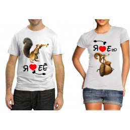 Парная футболка Влюбленные белки