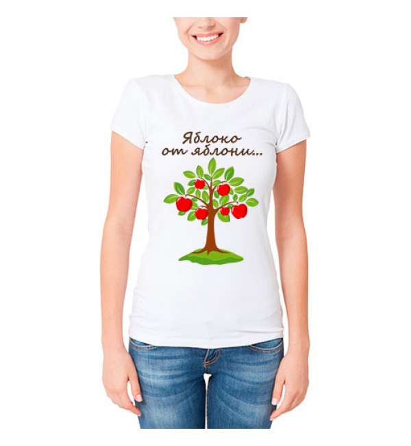 Женская футболка Яблоко от яблони...