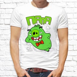 Мужская футболка Папа Bad Piggies Мужская футболка Папа Bad Piggies