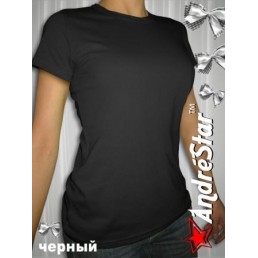 Черная женская футболка с круглым воротом Черная женская футболка с круглым воротом