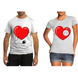 Парные футболки Сердце вилка и розетка